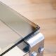 Rectangular coffee table in chrome and smoked glass, arched legs, Space Age, Design, 1970