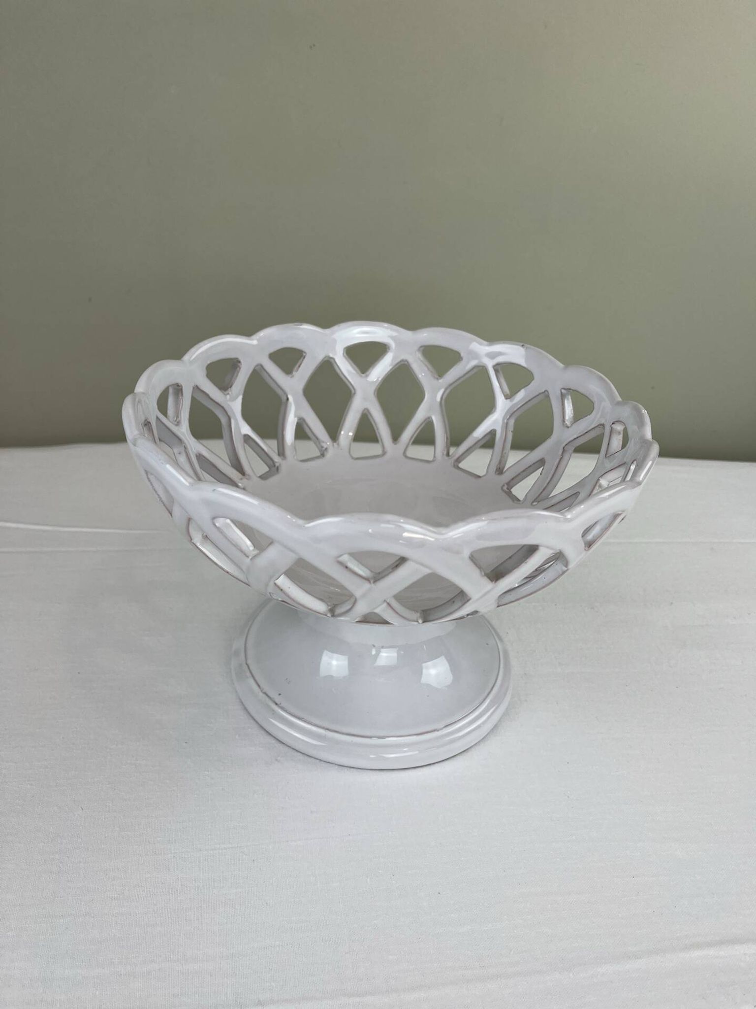 Openwork fruit bowl signed Lallier from Moustier