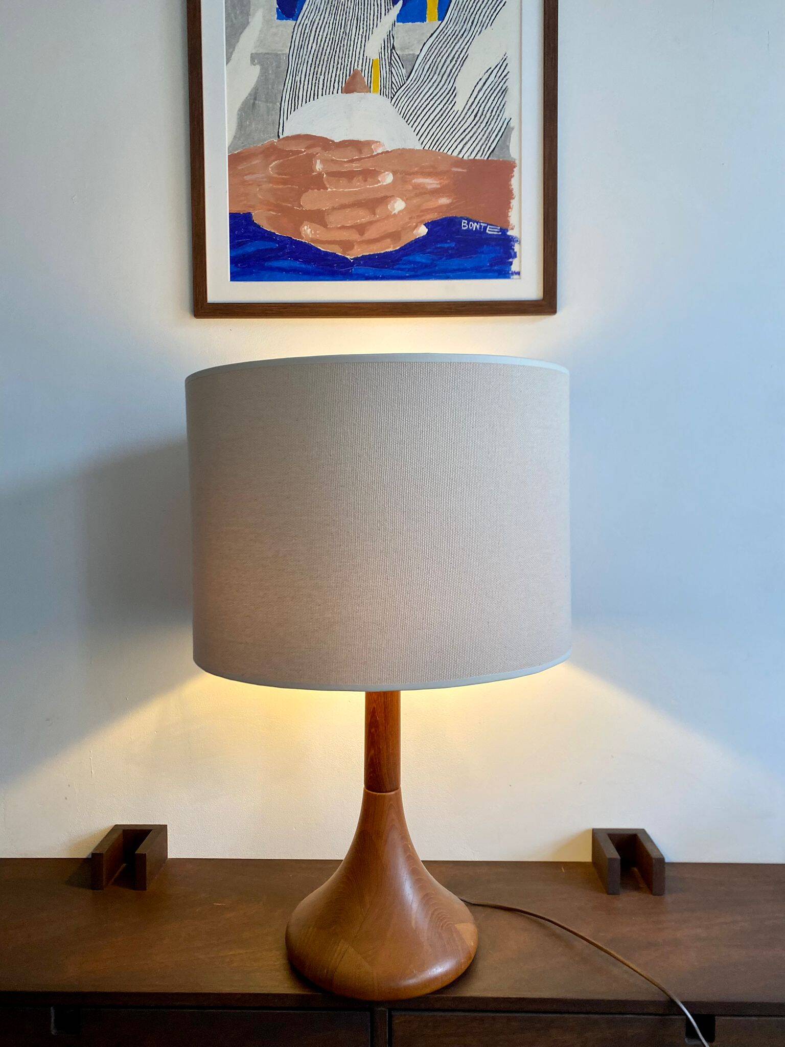 Vintage teak table lamp, edited by Kirk, Denmark, 1960s