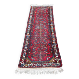 Handmade long hallway rug in burgundy wool, 75x200