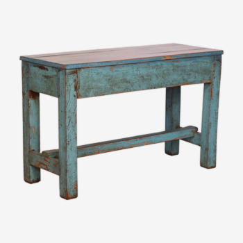 Former Burmese teak bench original blue patina