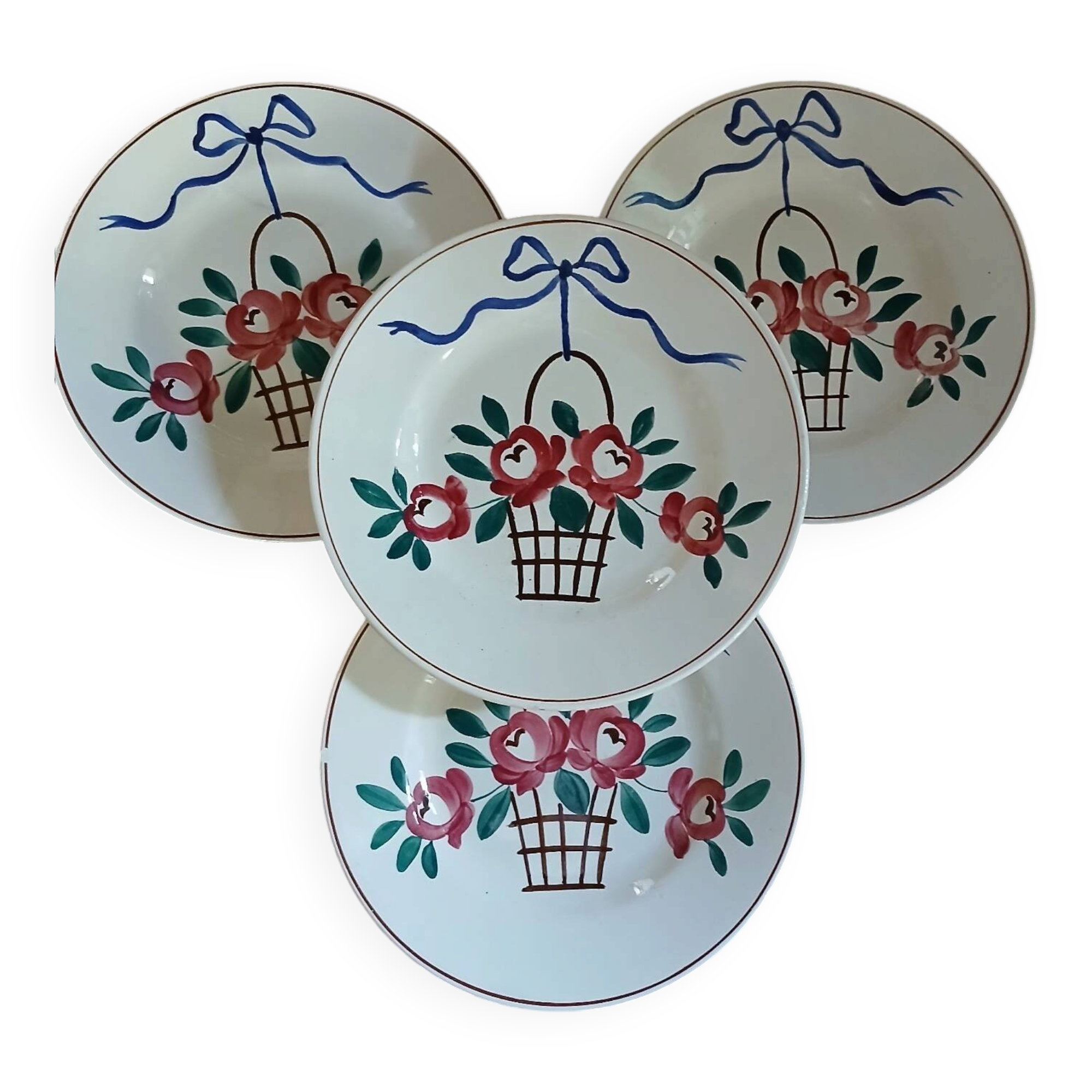 4 antique Longchamp dessert plates