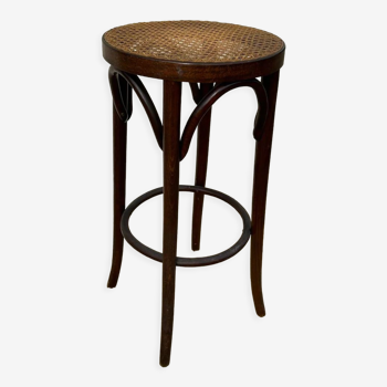 Vintage wooden & cane bar stool