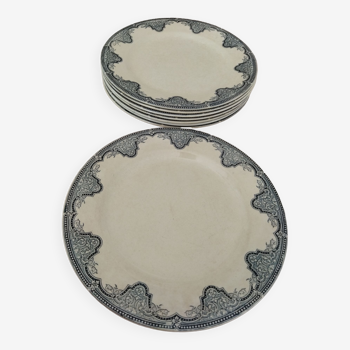 8 assiettes plates terre de fer Salins, modèle Céline