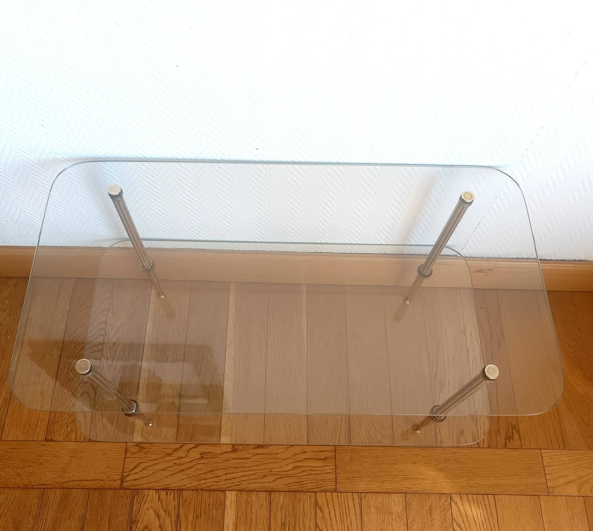 Brass and glass coffee table in Jansen style circa 1960.