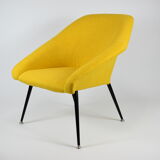 Vintage polish armchair shell, fully renovated, 1960s, fabric, chrome