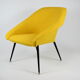 Vintage polish armchair shell, fully renovated, 1960s, fabric, chrome