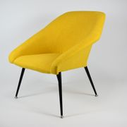 Vintage polish armchair shell, fully renovated, 1960s, fabric, chrome