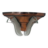 Art deco corner wall light, copper and glass, France 1930