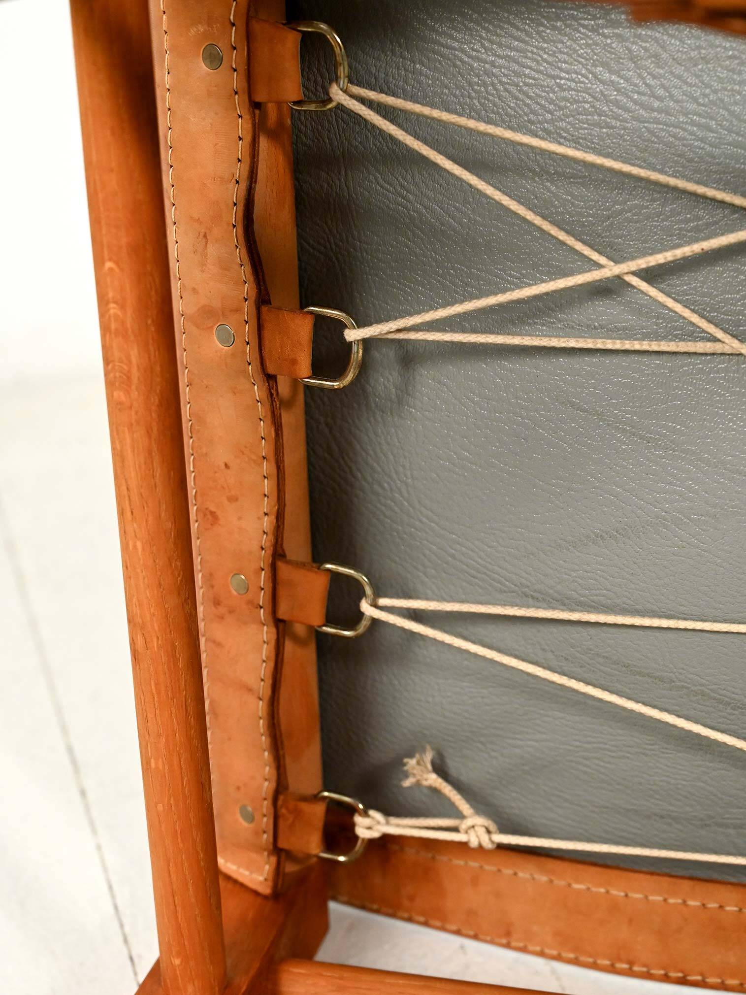 “Safari” Footstool in Oak and Leather