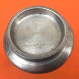 Art Nouveau soliflore vase by P. Chaumette, pewter, oak leaf decoration