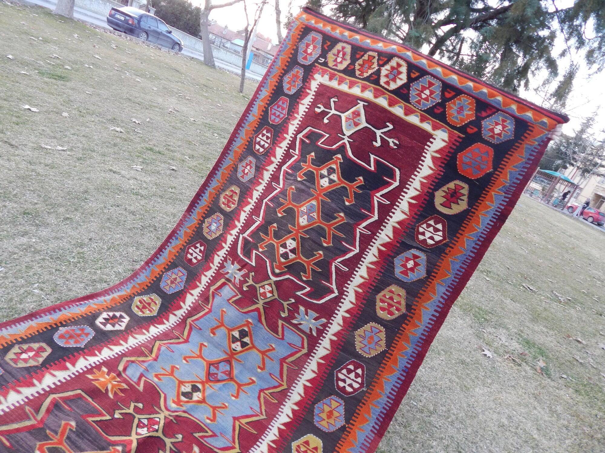 Tapis Kilim turc vintage tissé main