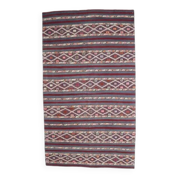 Handwoven Vintage Traditional Turkish Wool Flatweave Kilim Rug 160x280