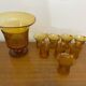 Service à punch ancien en verre bullé ambré, style Biot