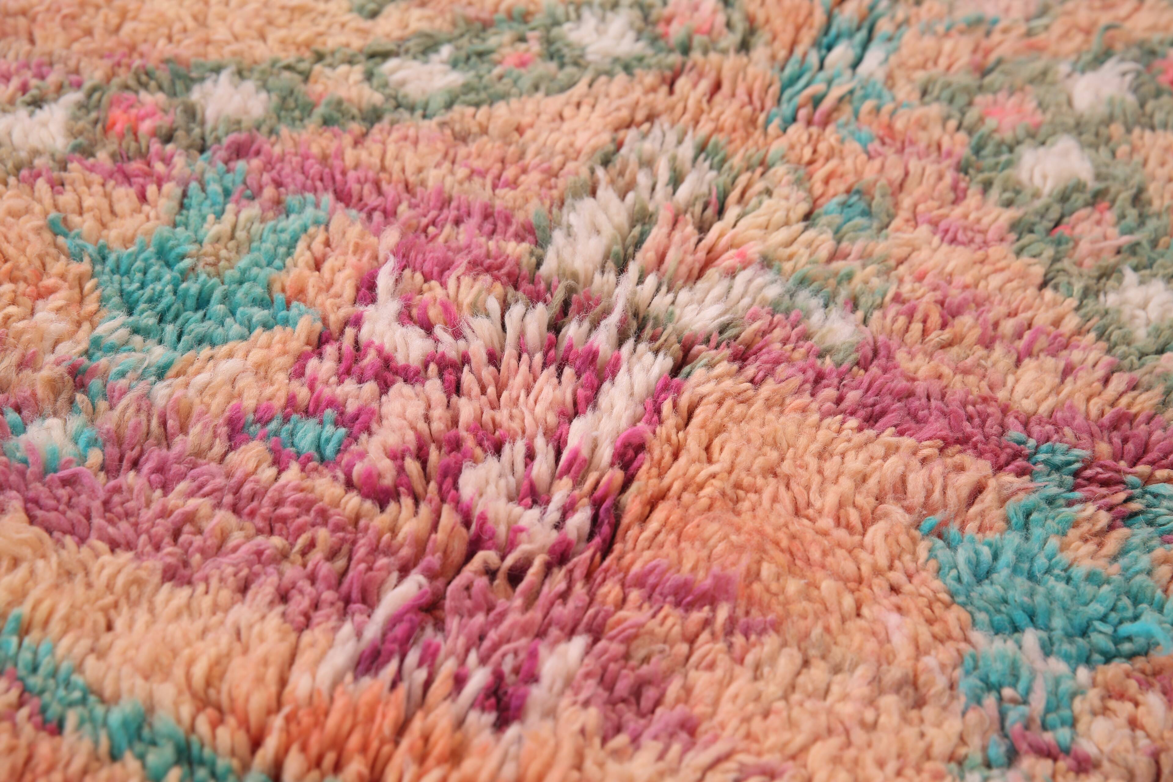 Peach Vintage Moroccan Rug 180 x 253 cm - Handmade Berber Wool Rug - Boho