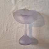1960s Designer "Jack In The Pulpit" Flower Shaped Blown Glass Vase Lilac Color