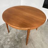 Scandinavian round teak table with extension