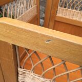 Wooden and rattan baby bed