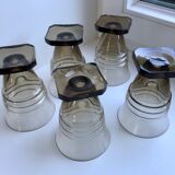 Set of 5 glasses in art deco smoked glass 30s