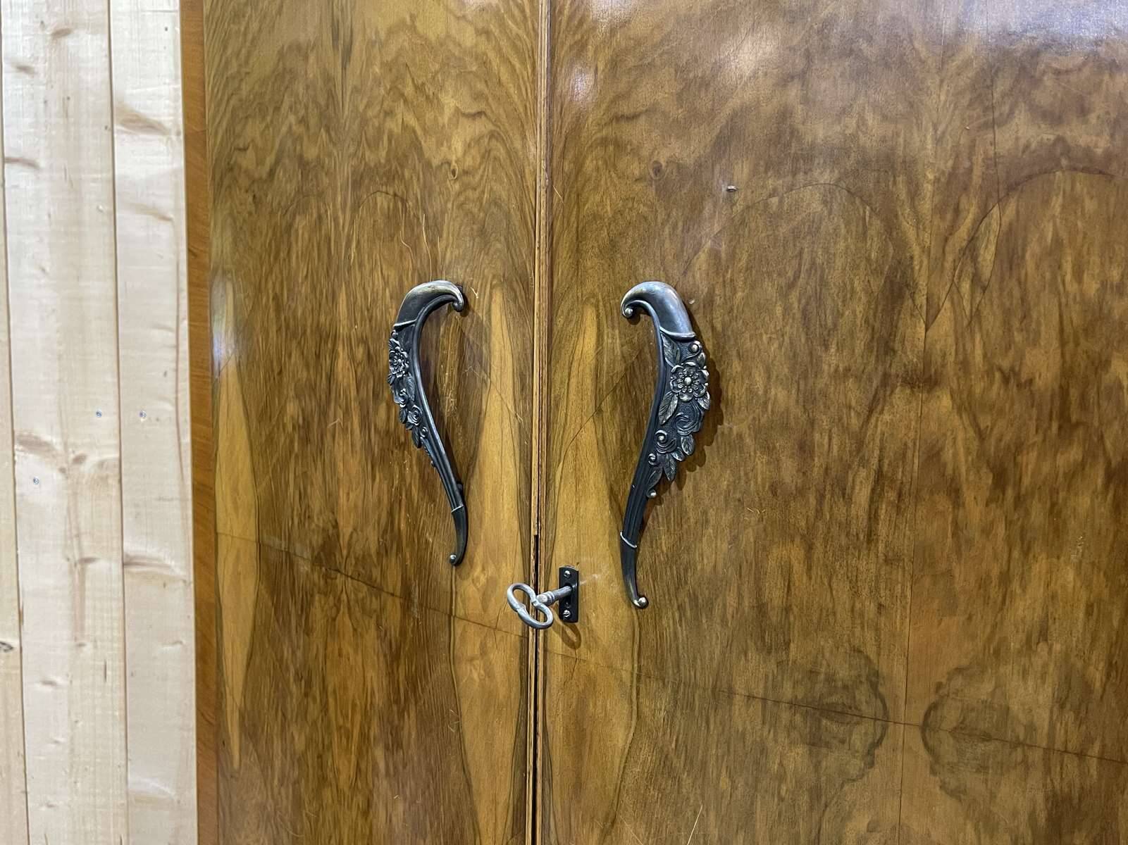 1950s English walnut bedroom wardrobe