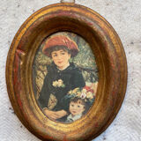 Gilded wood frame painting on silk