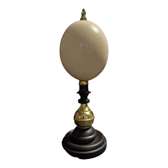 Ostrich egg Struthio camelus on pedestal