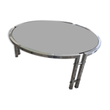 Round coffee table in smoked glass with chrome legs