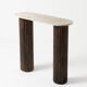 Console travertin et bois | chêne foncé