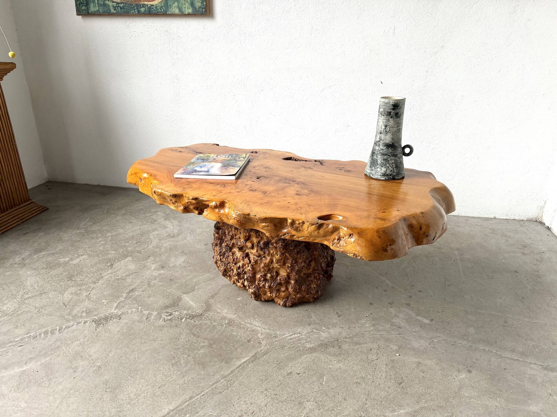 "Free-form" coffee table in solid elm.