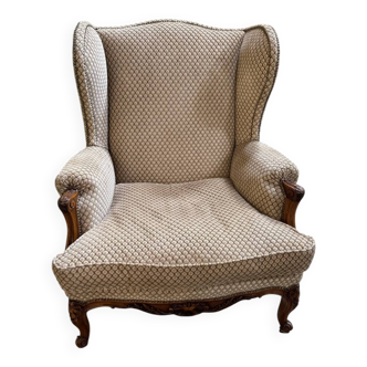Vintage fabric wingback chair