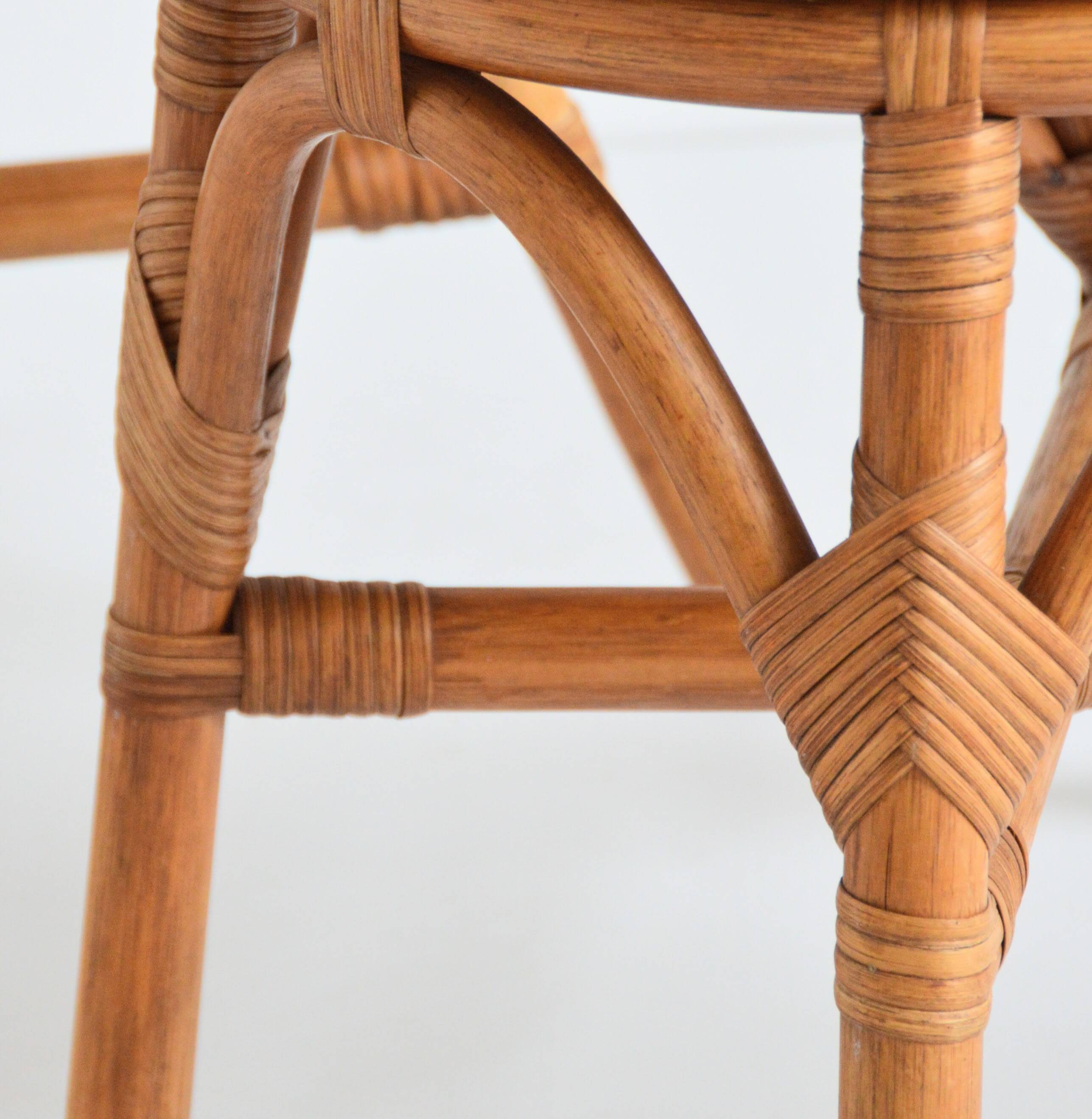 Pair of Italian high chairs in bamboo and rattan from the 1960s.