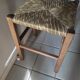 Stool solid wood seat straw feet patinated dp 0922131