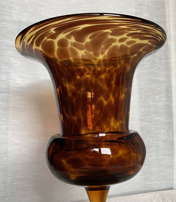 Vase verre soufflé ''écaille de tortue'' vintage 1960
