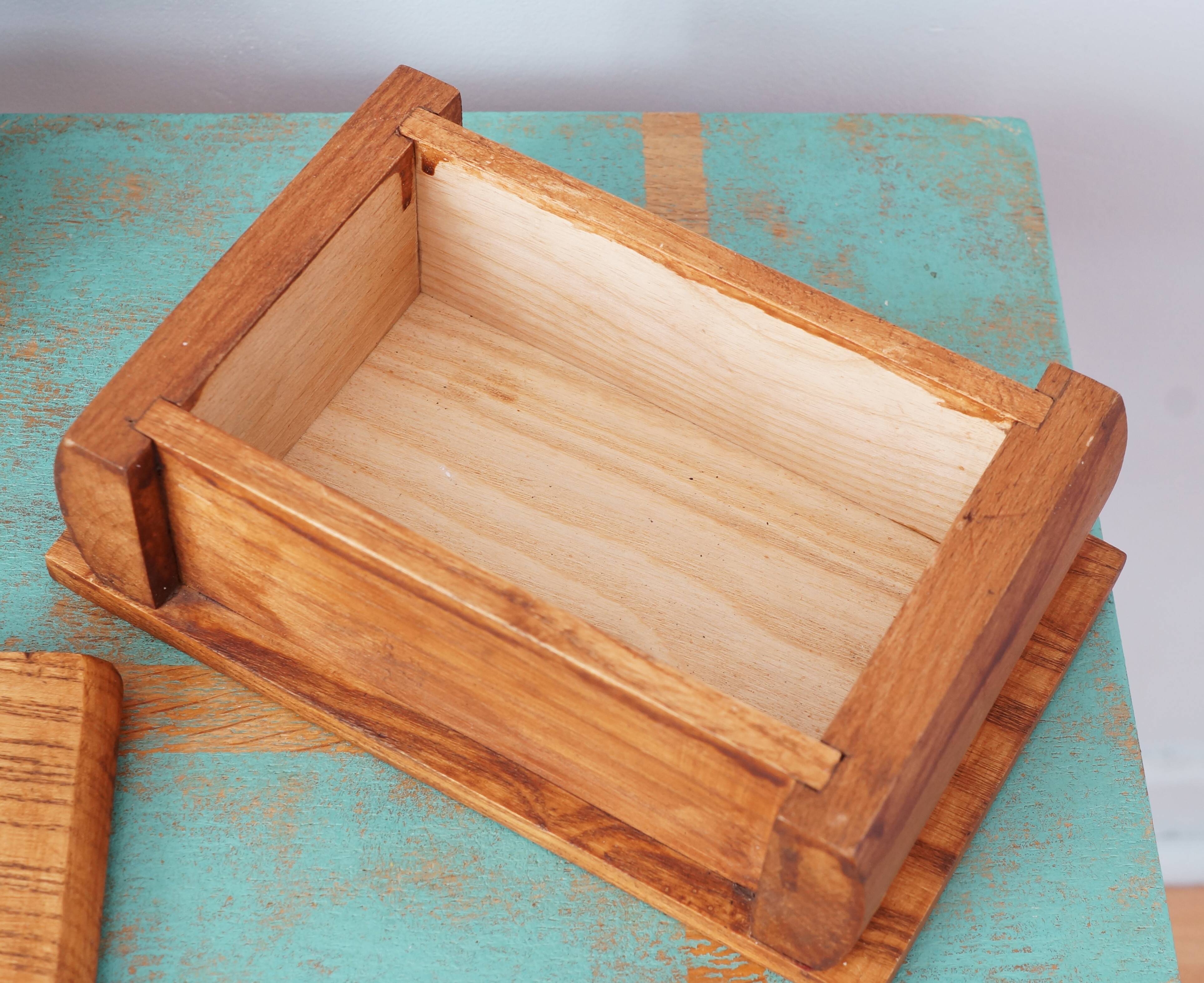 Handcrafted wooden box in art deco style, vintage