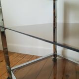 80s chrome and smoked glass rolling trolley