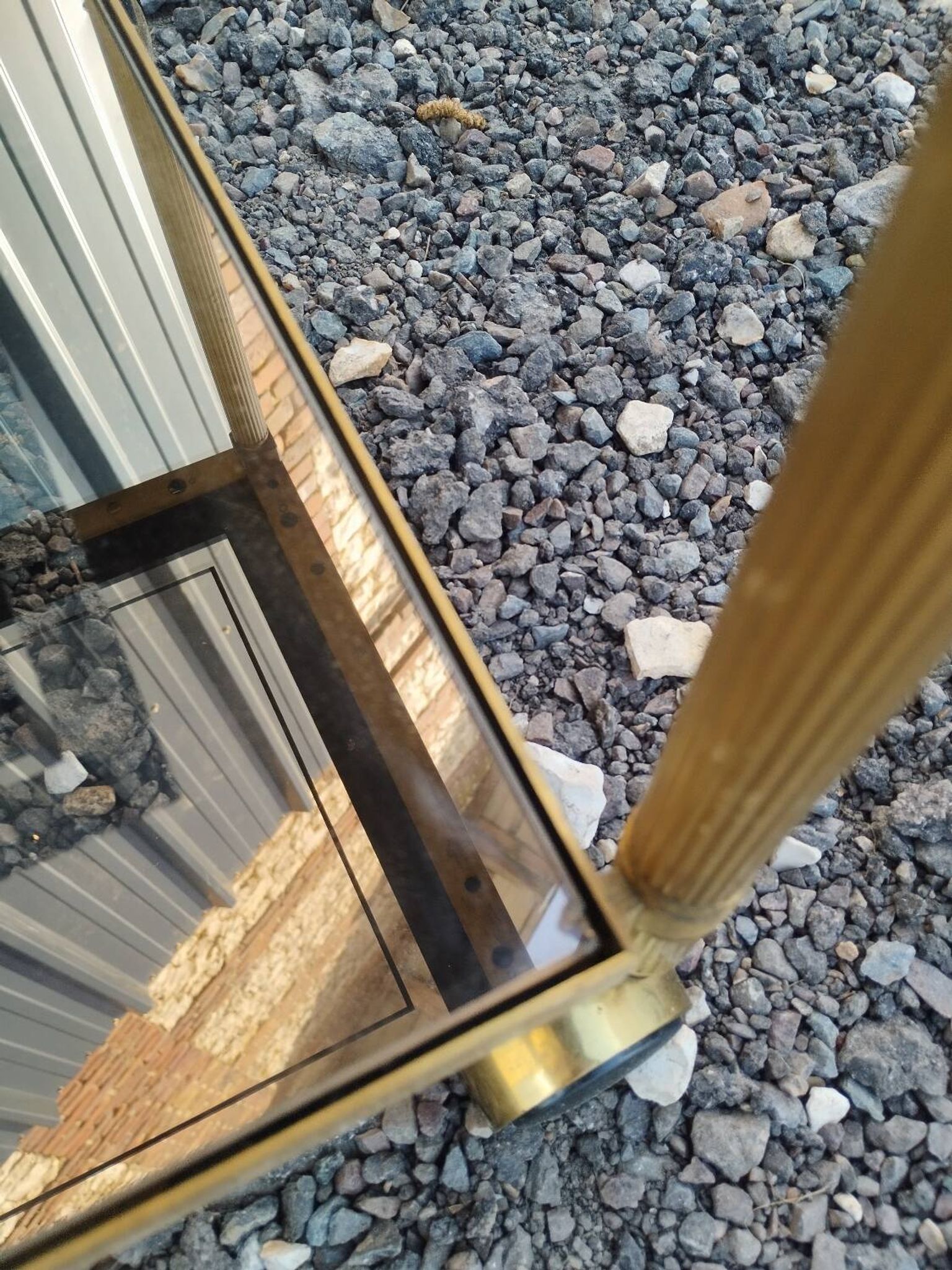 Vintage golden metal rolling dessert trolley