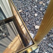 Vintage golden metal rolling dessert trolley