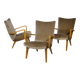 Mid Century Lounge Armchairs with Velvet Upholstery, Set of 3, 1960s