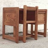 Desk and its brutalist style chair Sled legs 70s