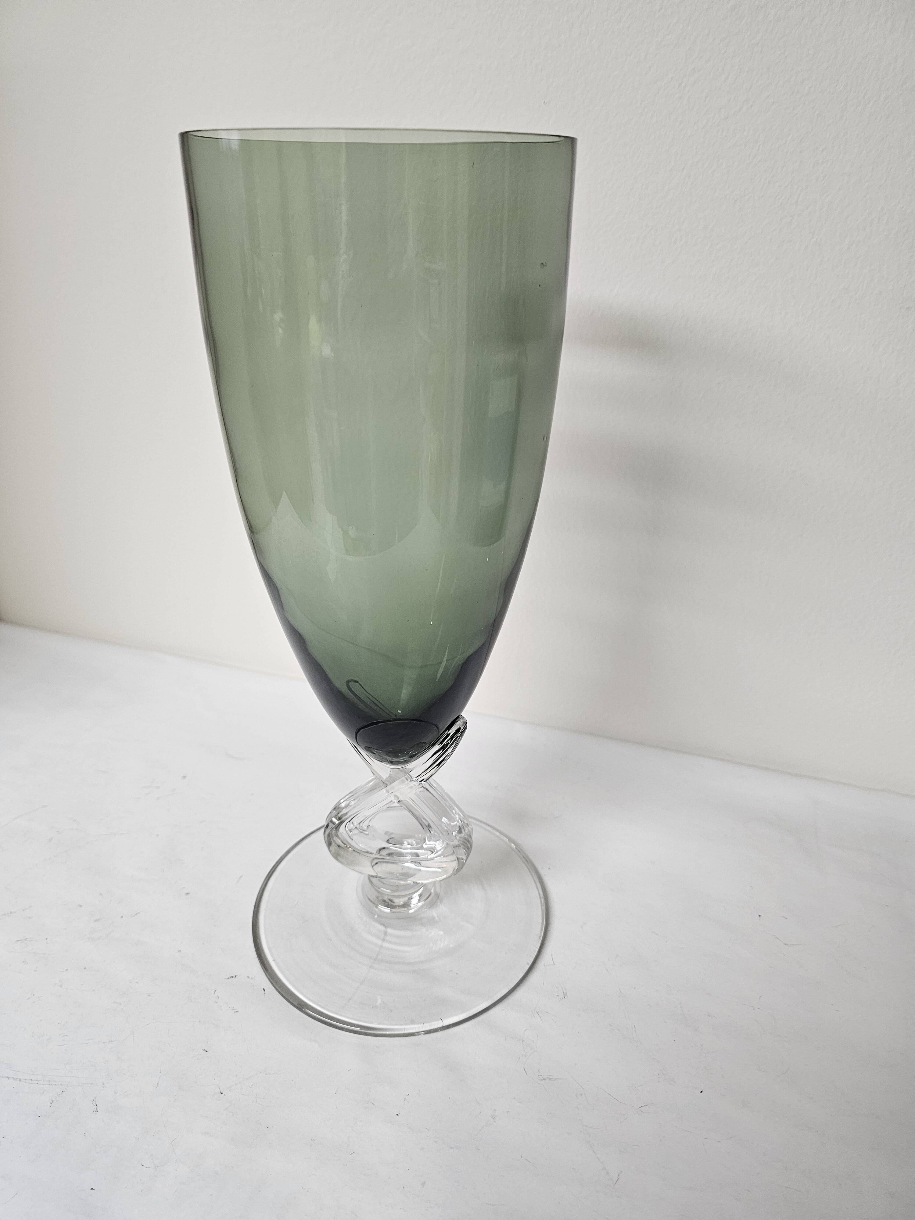 Large Vintage Smoked Glass Vase - Height 32cm