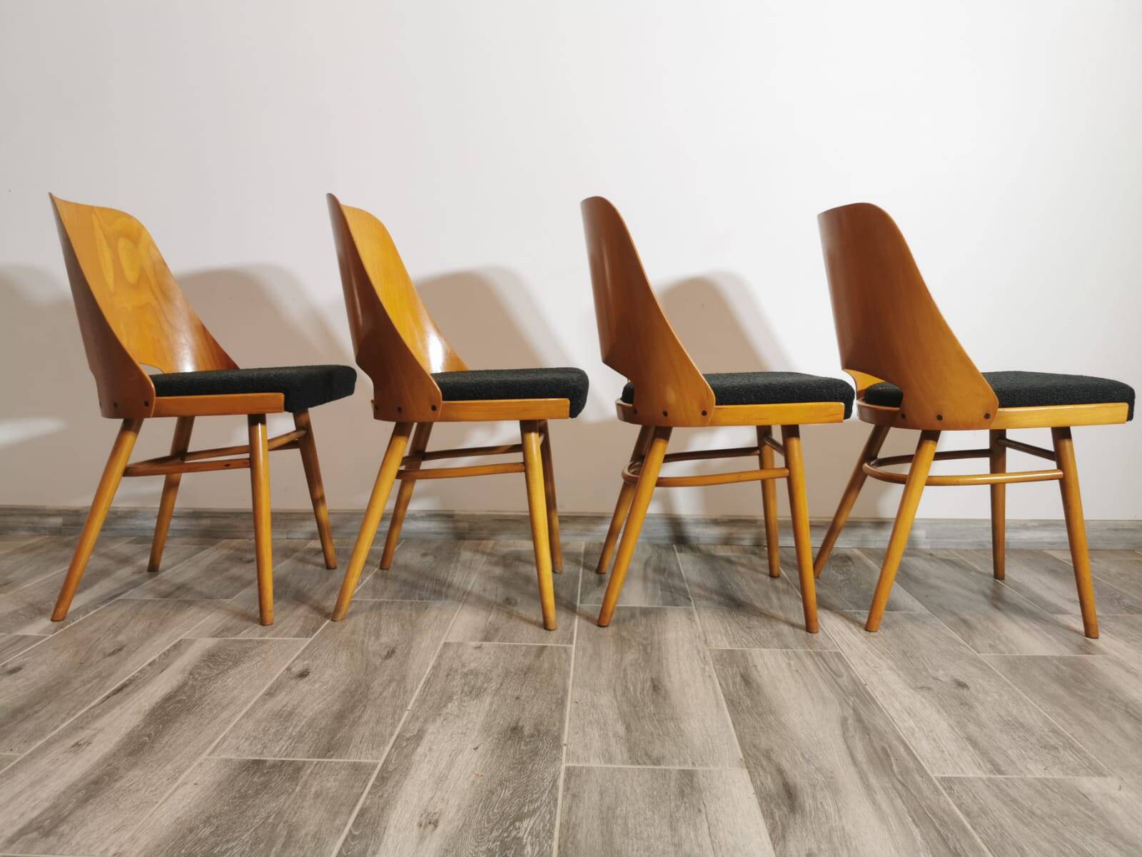 Dining chairs by radomir hoffman for ton, 1950s, set of 4