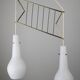 Italian Pendant Lamp with Opaline Shades & Brass, Stilnovo Style, 1950s