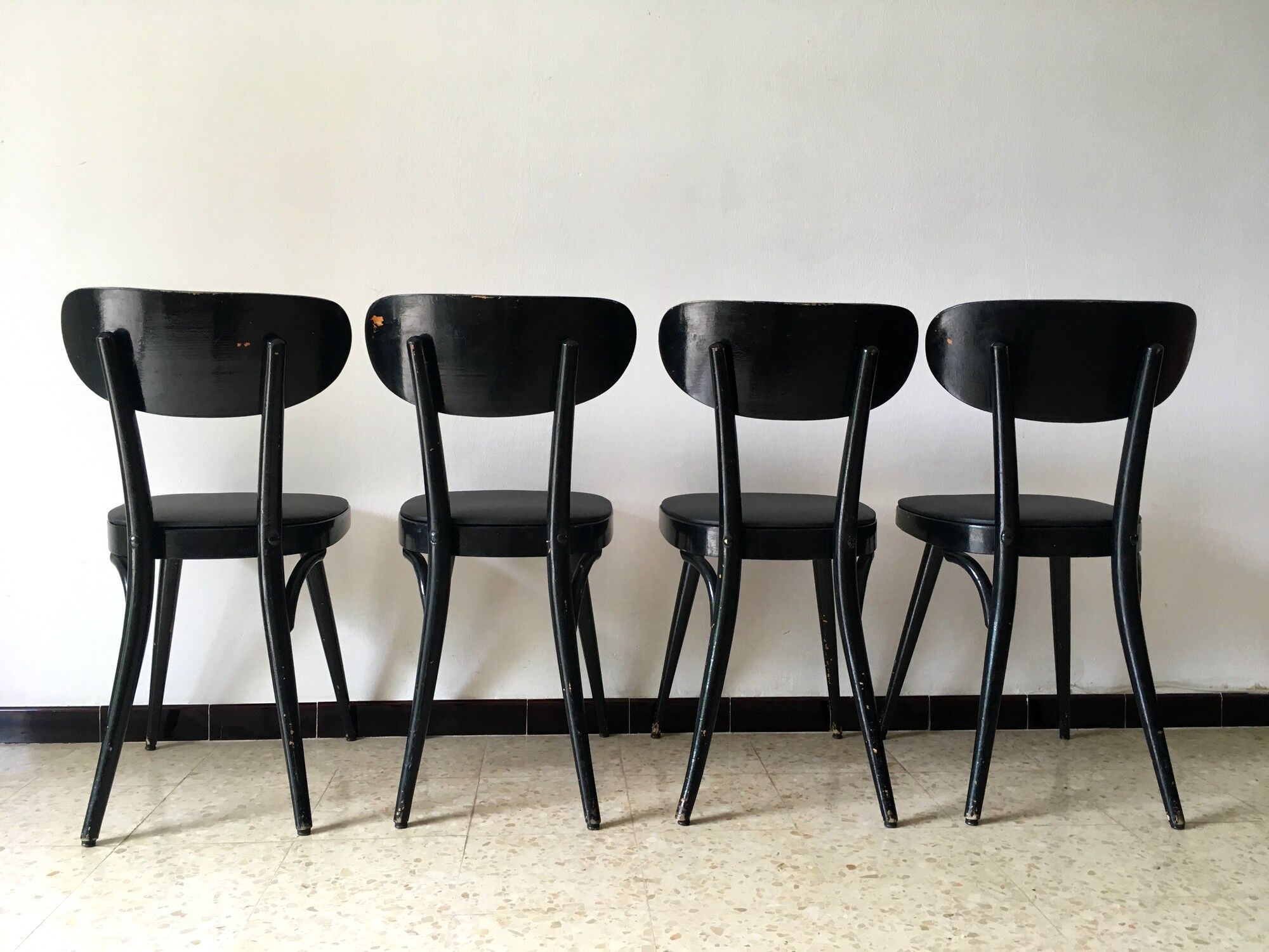 4 chairs Bistro Baumann vintage years 50