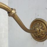 Brass wall lamp and cloudy glass Clichy art deco