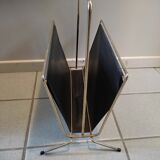 Magazine holder patinated golden metal skaï black
