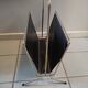 Magazine holder patinated golden metal skaï black