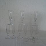 10 Louis Philippe flutes elegant old blown glasses bulled