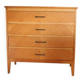 Chest of drawers with 4 drawers, light oak, 1960s