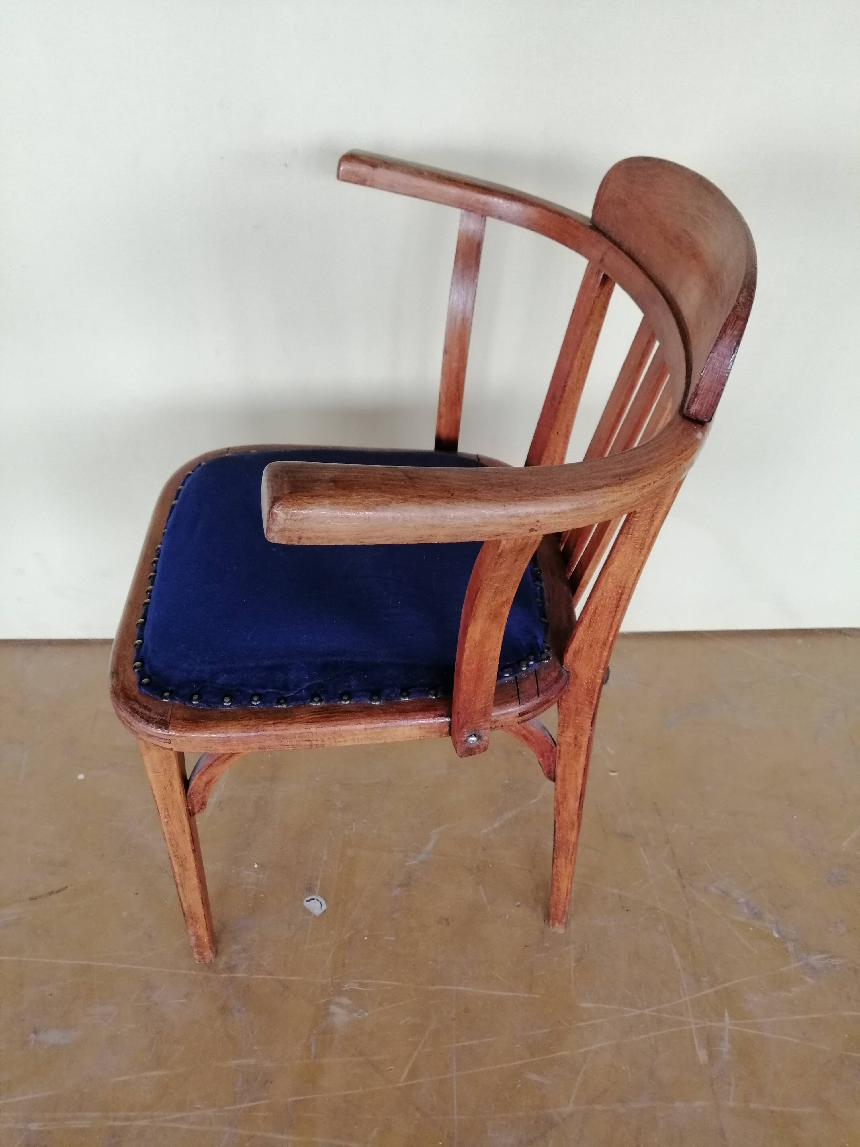 Vintage Bridge chair wood and velvet