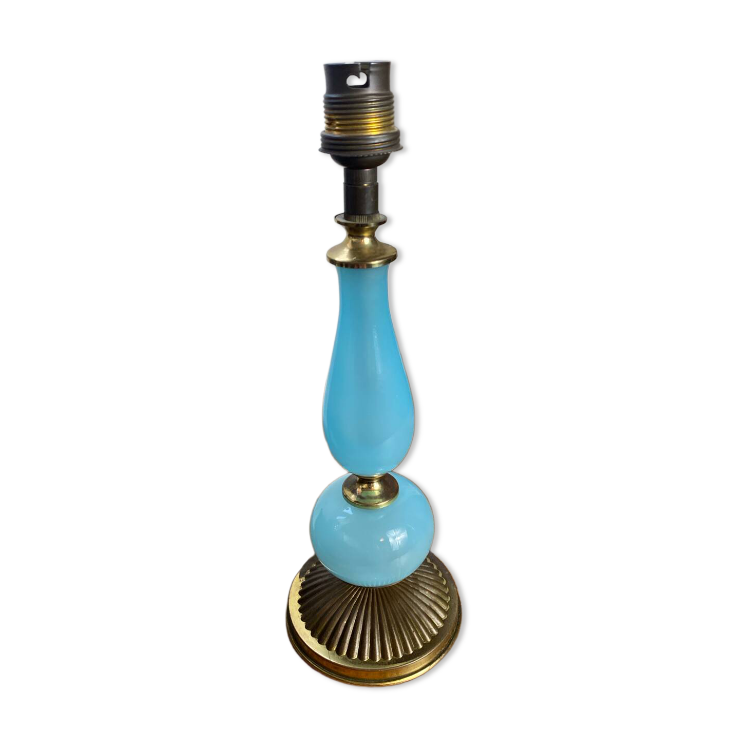 Blue opaline lamp and brass